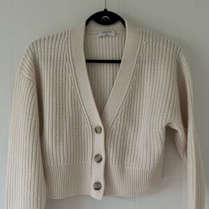 Babaton Cream Knit Cropped Cardigan